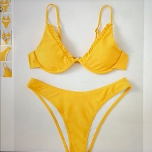 Shein Medium “Full trim cheeky bikini swimsuit”
